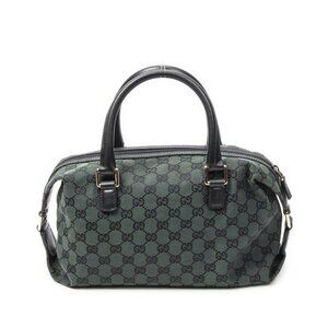 Gucci Small Full Moon Boston Dark Green Black GG Canvas Shoulder Bag Dark